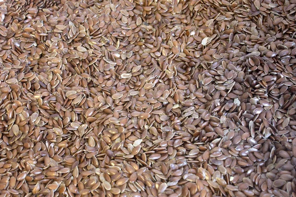 Brown Flax Tohumlarının Bir Fotoğrafı — Stok fotoğraf