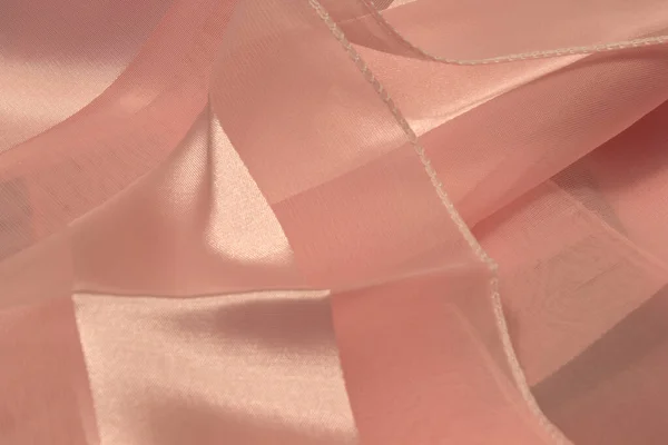 Photograph Pink Striped Polyester Fabric Scarf Sheer Insert — Stock Photo, Image