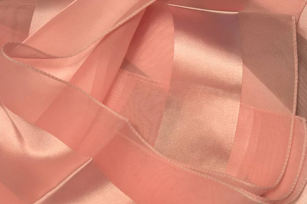 Photograph Pink Striped Polyester Fabric Scarf Sheer Insert — Stock Photo, Image
