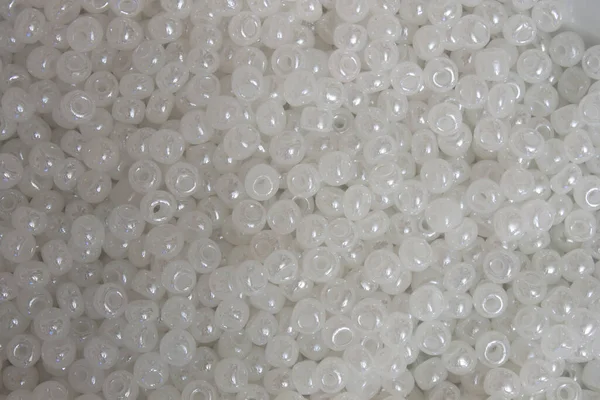 Photograph Pearl White Seed Beads — Stock Photo, Image