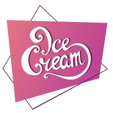 Yazıt yazı, hat dondurma, el yazısıyla yazılmış. Salonu, kafe, Satılık. Vektör çizim