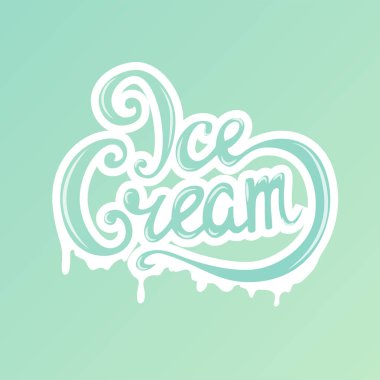 Yazıt yazı, hat dondurma, el yazısıyla yazılmış. Salonu, kafe, Satılık. Vektör çizim