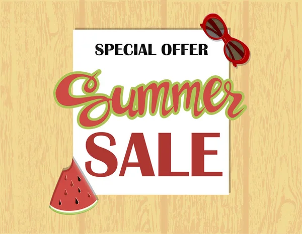 Zomer Verkoop Banner Uithangbord Decor Voor Winkel Speciale Aanbieding — Stockvector