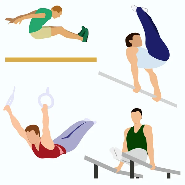 Atleten Wedstrijden Sport Vector Logo Gymnastiek Gezondheid — Stockvector