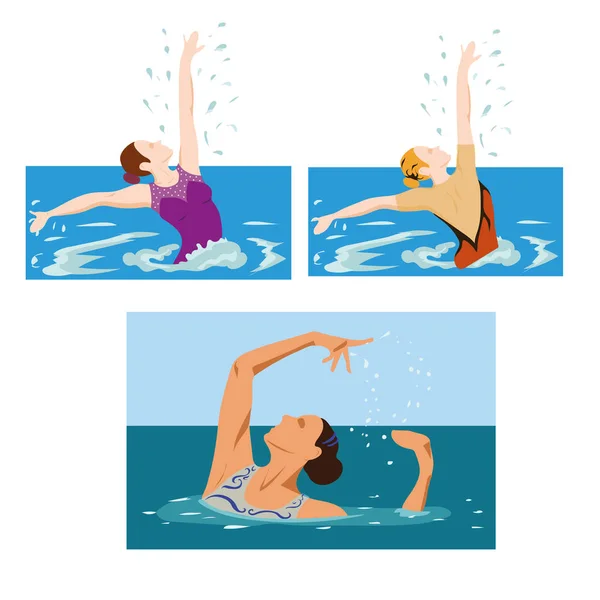 Nadadores Competição Natação Esporte Vetor Verão Água Mar Eps —  Vetores de Stock