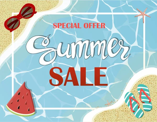 Summer sale banner, signboard, decor for the store. Special offer. Background, vector.