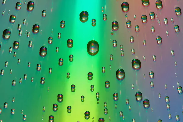 Gotas Agua Con Reflejo Del Arco Iris Fondo Abstracto Colorido —  Fotos de Stock