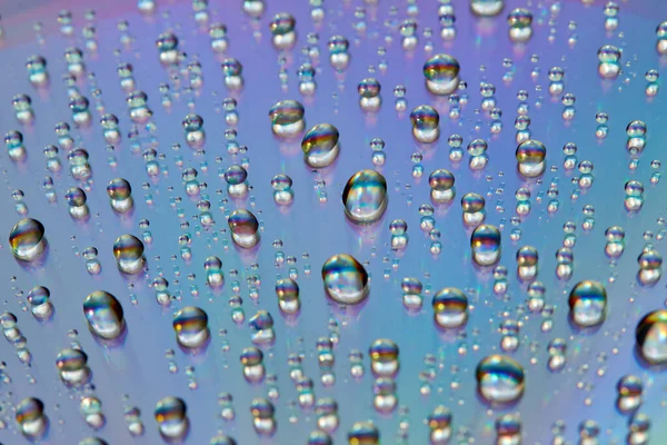 Gotas Água Com Reflexo Arco Íris Fundo Abstrato Colorido Fundo — Fotografia de Stock