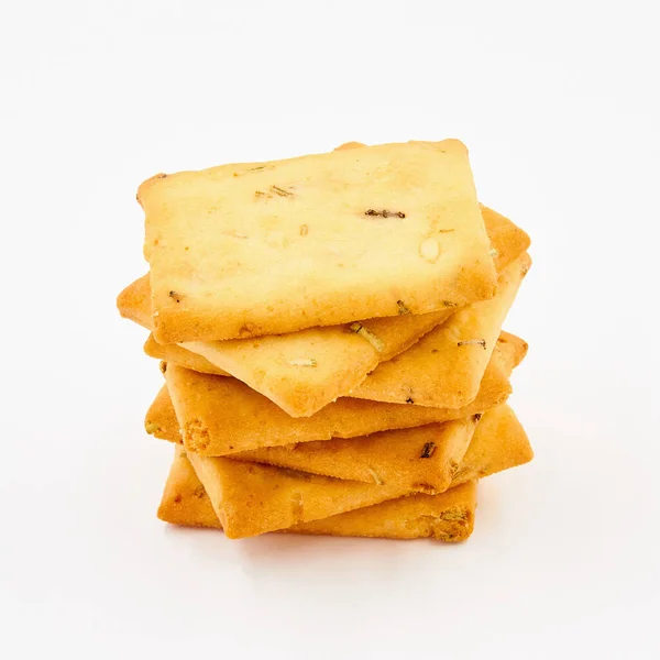 Italiaanse Crackers Met Rozemarijn Olijfolie Een Witte Achtergrond — Stockfoto