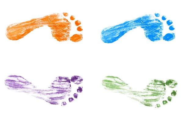 Colorful Baby Footprints Isolated White Background — Stock Photo, Image