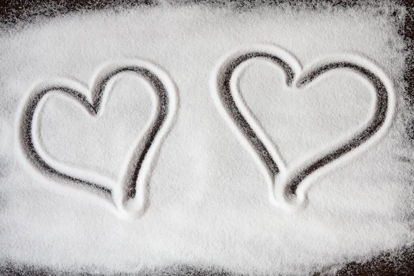 Two Shape Hearts Made Out Salt — Stock Photo, Image