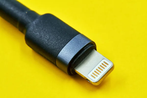 Données Micro Usb Noir Type Fiche Câble Alimentation Sur Fond — Photo