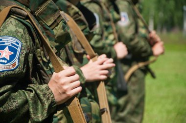 Askeri kamp. Rus genç askerleri oluşumu