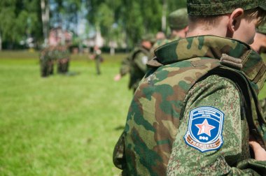 Askeri kamp. Rus genç askerleri oluşumu