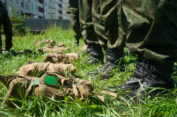 Campo Militar Formação Jovens Soldados Russos — Fotografia de Stock