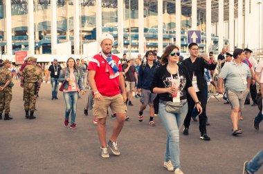 Nizhni Novgorod / Rusya - 07 06 2018: futbol taraftarları maçtan sonra