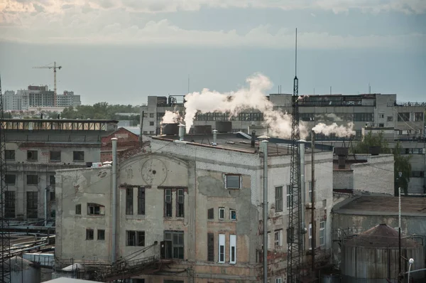 Paesaggio Urbano Una Città Una Vecchia Fabbrica Vista Dall Alto — Foto Stock