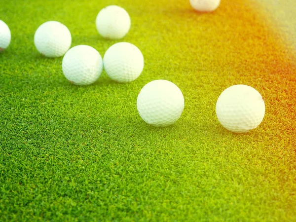 Bovenaanzicht Plat Leggen Van Golfballen Gras Achtergrond Het Concept Van — Stockfoto