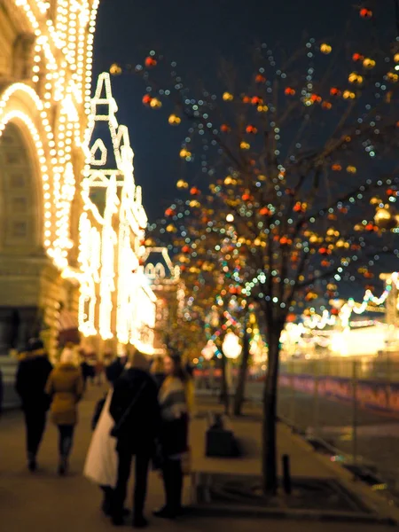 Feestelijke Illuminations Straten Van Stad Kerstmis Moskou Rusland Rode Plein — Stockfoto