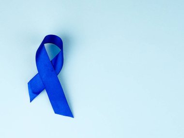 Blue ribbon farkındalık. Kolon kanseri, kolorektal kanser, çocuk istismarı farkındalık, Dünya Diyabet günü.