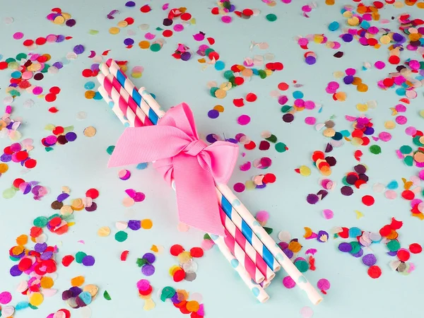 Festive Background Made Cocktail Tubes Confetti — Stock Photo, Image