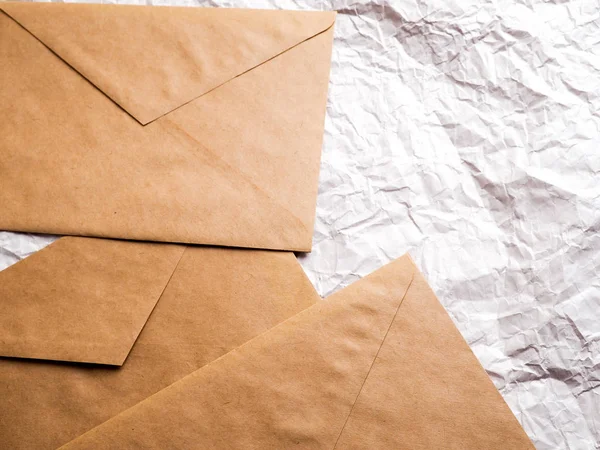 Envelope Kraft Paper Lies Crumpled Paper — Stock Photo, Image