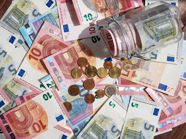 Tło Pieniędzmi Banknoty Unii Europejskiej — Zdjęcie stockowe