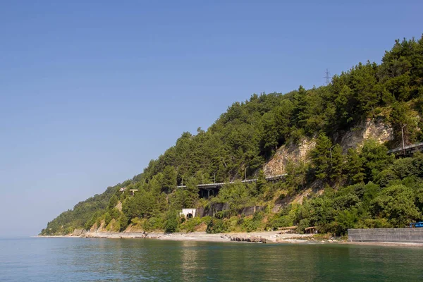 Prachtig Panoramisch Uitzicht Vanaf Hoogte Het Kretenzische Dorp Plakias Met — Stockfoto