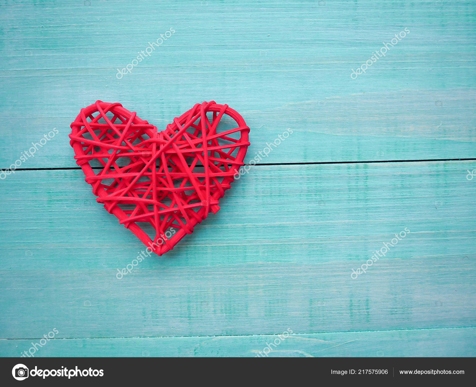 Lots Little Flowers Red Heart Beautiful Blue Turquoise Background