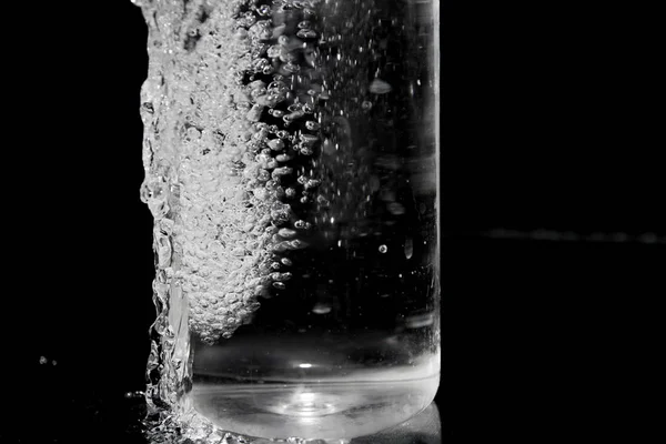 Splash Water Black Stylish Water Splash Isolated Black Background Bubbles — Stock Photo, Image