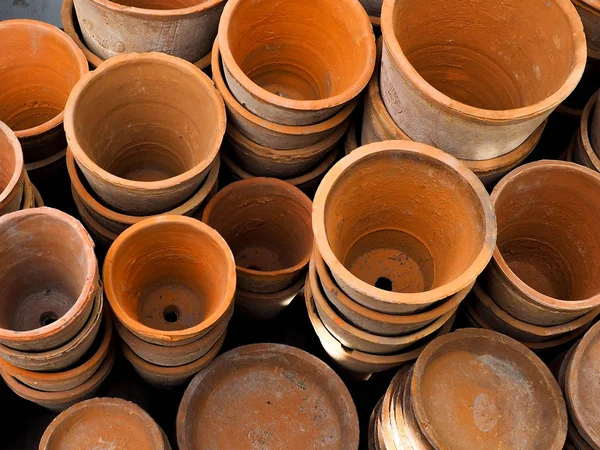 Empty ceramic brown flower pots