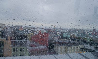 Moskova, Rusya. Gözlem güverte üzerinde tarihi merkezi Moskova Merkezi Çocuk dünyada görünümünden yukarıda