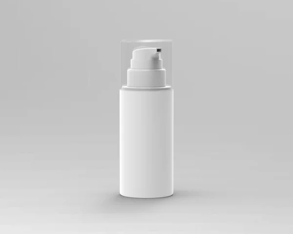 装有喷雾器的化妆品瓶 用于布局和设计 透明玻璃瓶喷雾器 白色背景隔离 3D渲染 — 图库照片