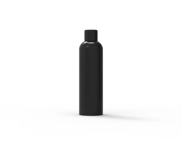 化妆品的黑色罐子 设计的模型 在白色背景上隔离的透明玻璃瓶喷雾 3D渲染 — 图库照片