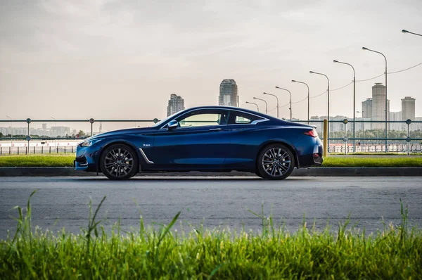 Moscú Rusia Septiembre 2017 Infiniti Q60 Coupé Coche Vista Frontal — Foto de Stock