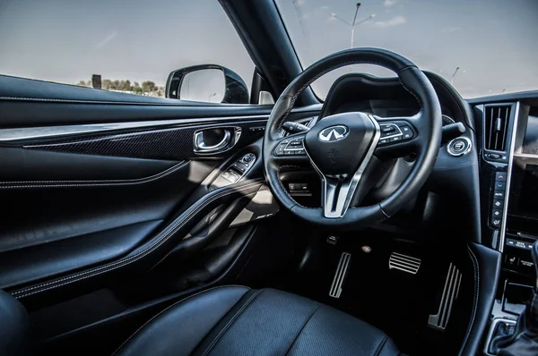 Moscow Russia September 2017 Infiniti Q60 Coupe Car Interior View — Stock Photo, Image