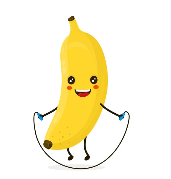 Bonito feliz sorrindo banana fazendo exercícios —  Vetores de Stock