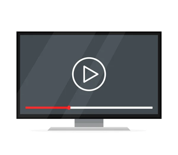 Plochá obrazovka tv sledovat video film — Stockový vektor