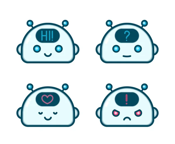 Aranyos robot chat bot szembe érzelem karakter — Stock Vector