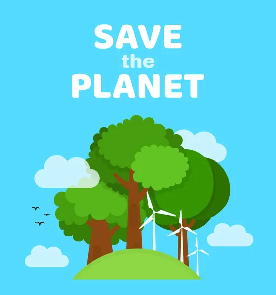 Спасти планету, экологию, экологически чистую — стоковый вектор