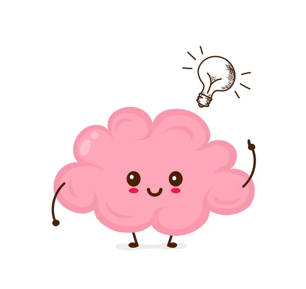 Cute smiling happy funny brain — Stock Vector