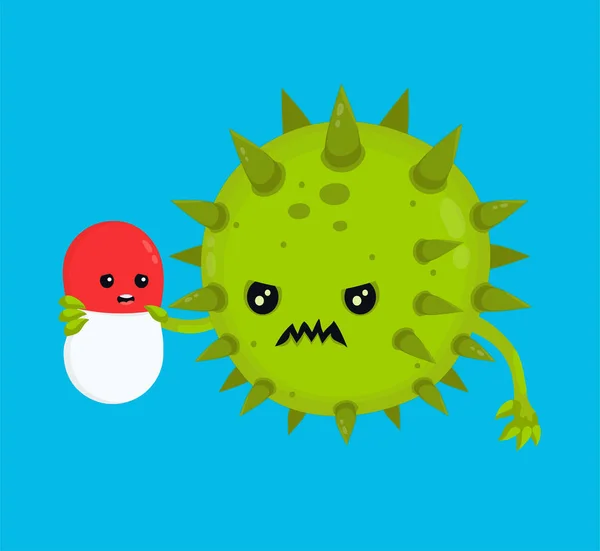 愤怒的坏细菌微生物病毒 — 图库矢量图片