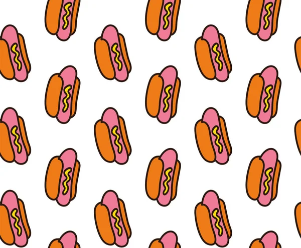 Hot dog varrat nélküli mintát. Vektor lapos — Stock Vector