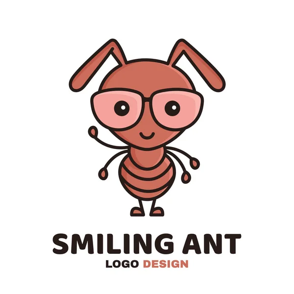Fun mignon souriant fourmi intelligente dans des lunettes — Image vectorielle