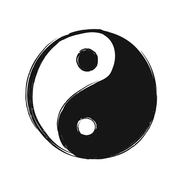 Yin Yang simbolo disegnato a mano. Vettore — Vettoriale Stock