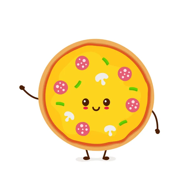 Niedlich lächelnd lustig süße Pizza — Stockvektor