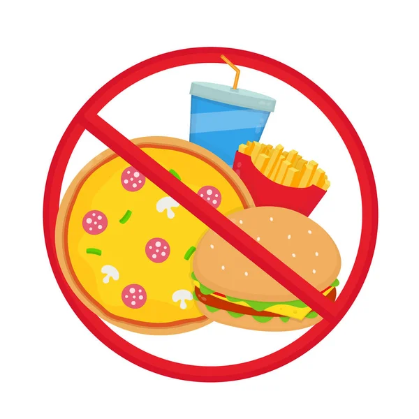 Junkfood doorgehaald. Pizza, Hamburger — Stockvector