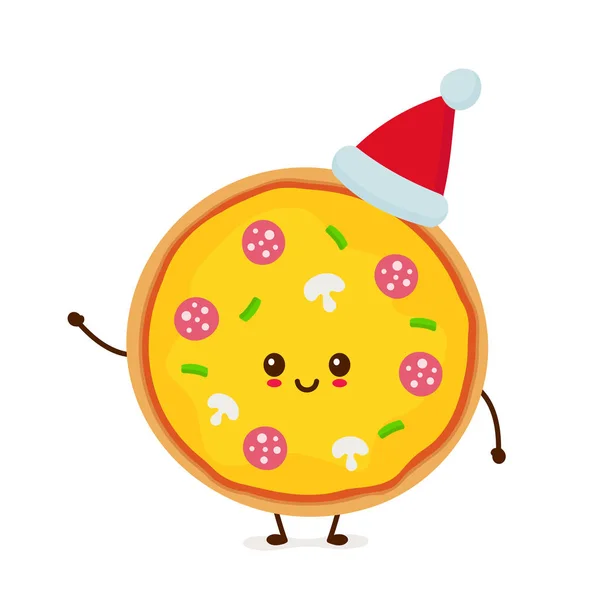 Mutlu gülümseyen komik tatlı pizza — Stok Vektör