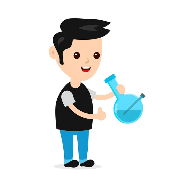 Young happy smiling man with bong — Stock Vector