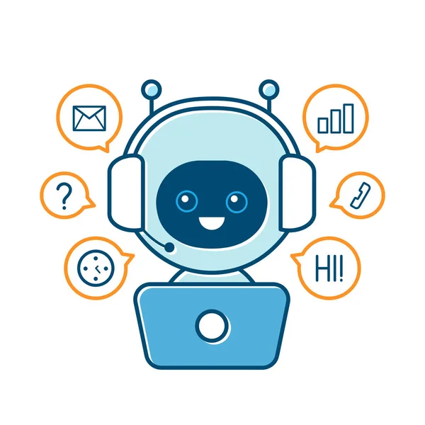 Mignon robot souriant, chat bot — Image vectorielle